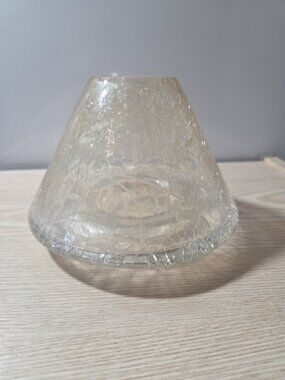 Vintage Yankee Candle Clear Crackle Glass Etched Look Leaf Pattern Candle Shade